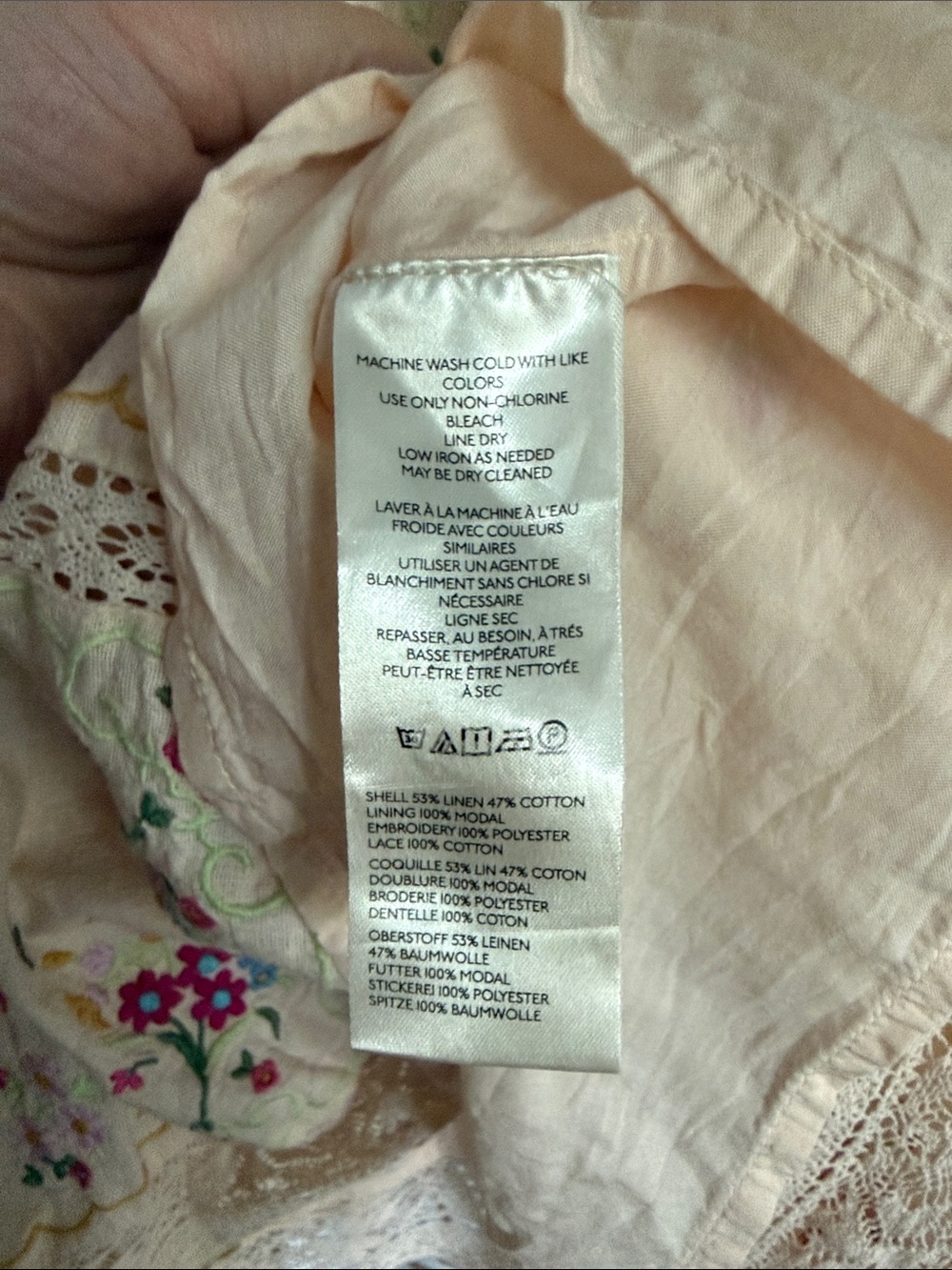 Anthropologie linen embroidered crochet dress 20w 2x - Picture 14 of 16